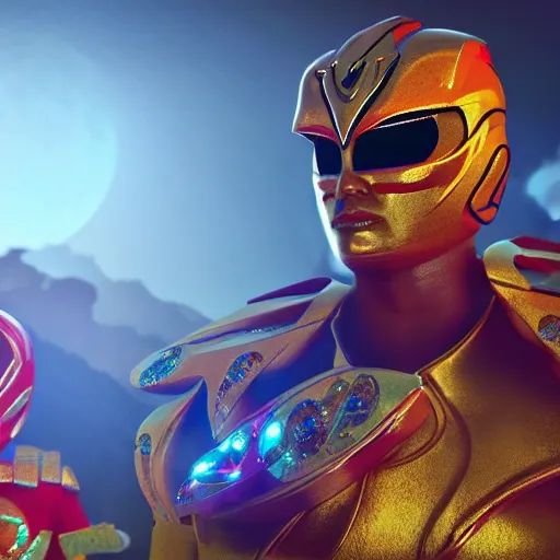 Prompt: a mayan power rangers, artstation , unreal engine 5, epic lighthing