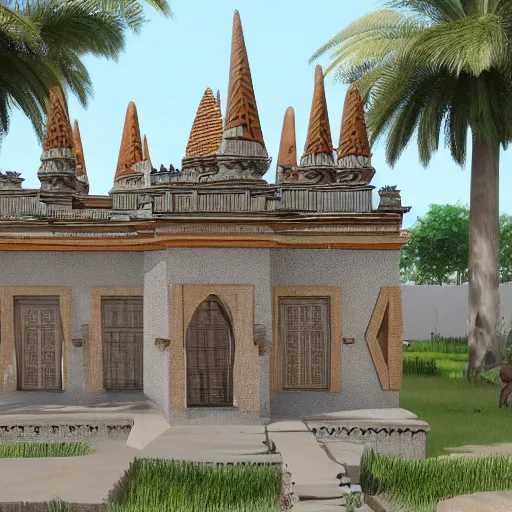 Prompt: pre - colonial traditional architectures of nigeria, 4 k, trending on art station