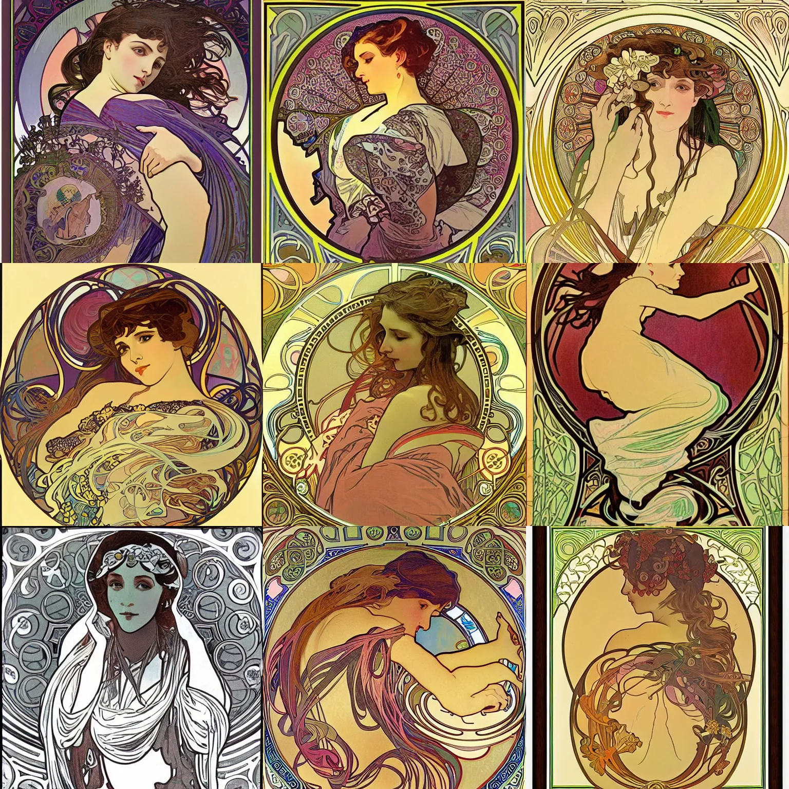 Prompt: meaning of life by alphonso mucha detail vivid smooth curves