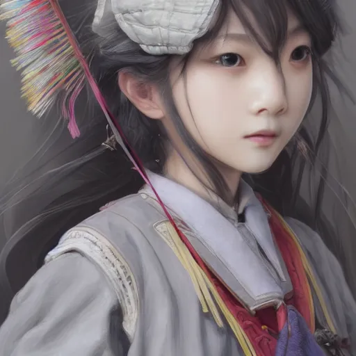 Image similar to dynamic composition, motion, ultra-detailed, incredibly detailed, a lot of details, amazing fine details and brush strokes, colorful and grayish palette, smooth, HD semirealistic anime CG concept art digital painting, watercolor oil painting of a Japanese schoolgirl, by a Chinese artist at ArtStation, by Huang Guangjian, Fenghua Zhong, Ruan Jia, Xin Jin and Wei Chang. Realistic artwork of a Chinese videogame, gradients, gentle an harmonic grayish colors.