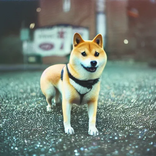 Image similar to a shibe made out of glitter and stardust, ultra detailed, cinestill 8 0 0