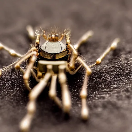 Image similar to macro photograph of a miniature mechanical spider