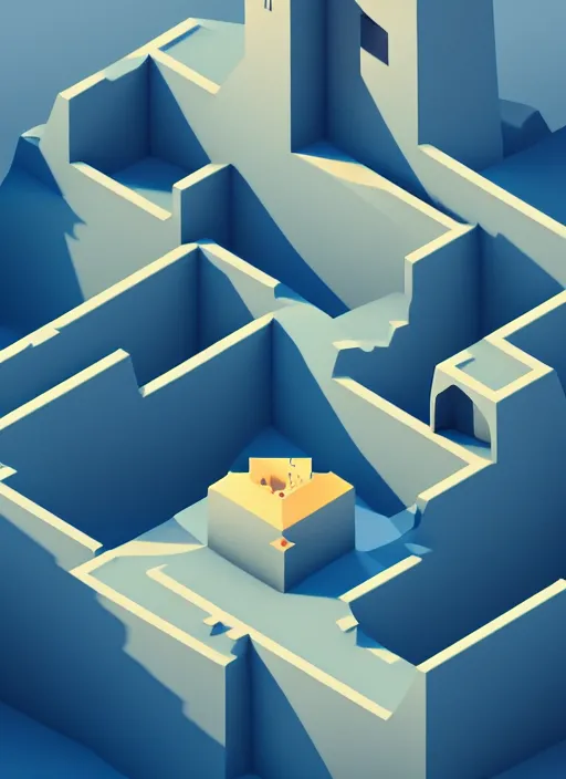 Prompt: a low poly isometric render of icelandic town in the style of monument valley, intricate, elegant, smooth, illustration, simple, solid shapes, by nuri iyem, james gurney, james jean, greg rutkowski, anato finnstark. pixar, octane render