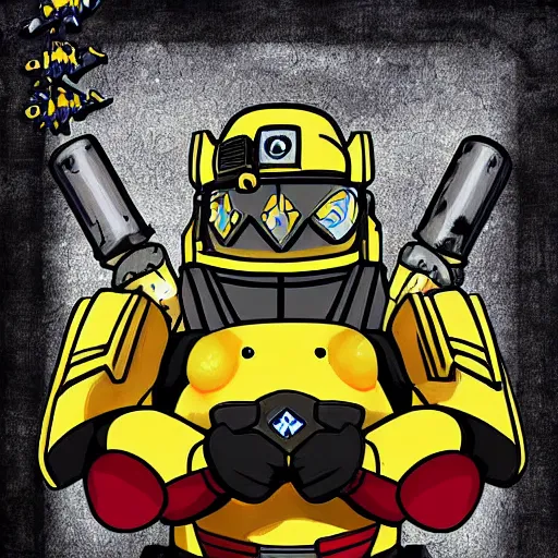 Image similar to pikachu in space marine power armor from warhammer 4 0 k, detailed digital art