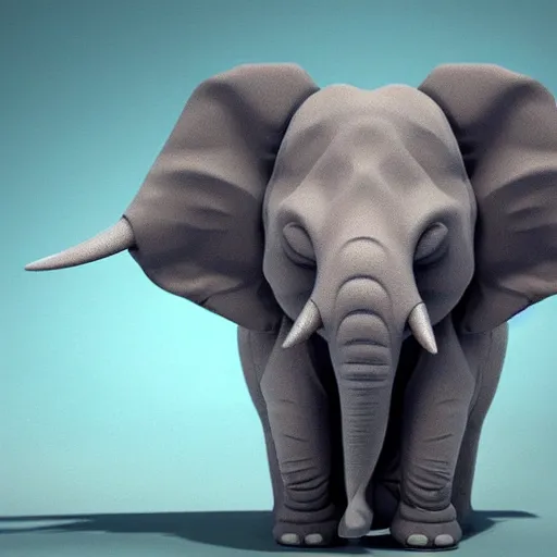 Image similar to a new creature that looks like a combination between an elephant and a dolphin, has a trunk and big ears yet has smooth skin and a dolphin's face , concept art, trending on artstation 3D.