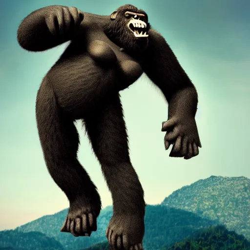 Prompt: King Kong auditions for American Idol, detailed, dreamy