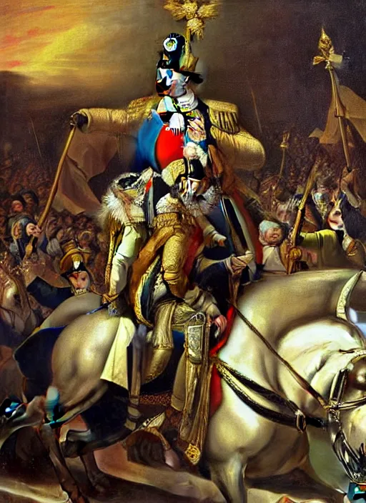 Image similar to the coronation of napoleon painting and sci - fi organic car 3 d realistic render