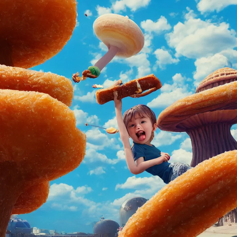 Prompt: a kid eating a churro, a nuclear mushroom far in the background, digital art, very coherent symmetrical artwork, cinematic, hyper realism, high detail, octane render, unreal engine, 8k, Vibrant colors, Smooth gradients, High contrast