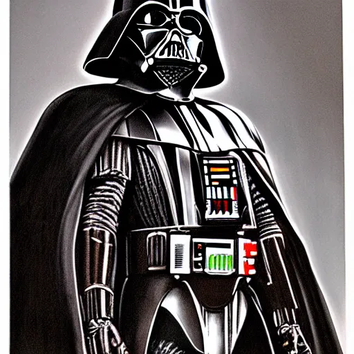 Image similar to darth vader, concept art by h r giger