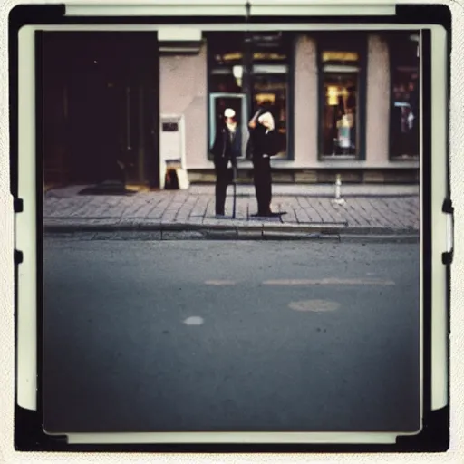 Prompt: polaroid reflection street photography