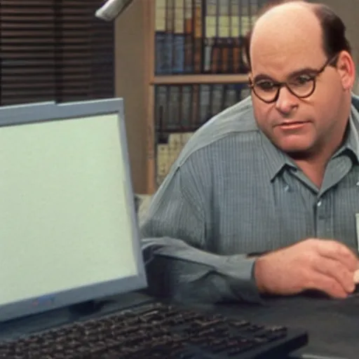 Image similar to George Costanza playing games on his pc