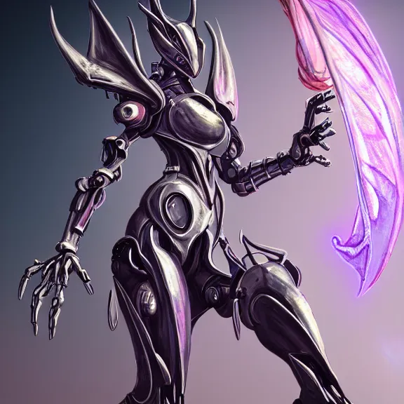 Image similar to extremely detailed front shot of a giant beautiful stunning goddess anthropomorphic hot robot mecha female dragon, silver sharp streamlined armor, detailed hot mawshot, glowing Purple LED eyes, standing elegantly, eating and swallowing a tiny human, food pov, micro pov, vore art, dragon art, warframe fanart, Destiny fanart, macro art, furry art, furaffinity, DeviantArt, Eka's Portal, G6