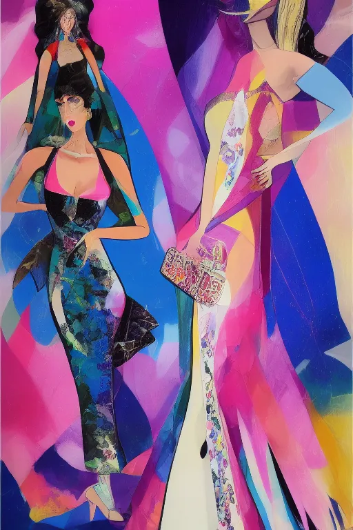 Image similar to empowering female artwork of high - end haute couture bespoke fashion by ali sabet, lisa frank & sho murase