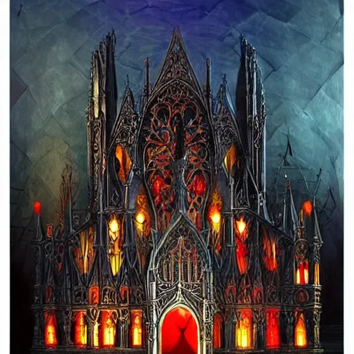 Prompt: live performance stage, ornate gothic style with lights and large sound speakers, by Megan Duncanson and Raphael Lacoste, detailed 3d gothic oil painting