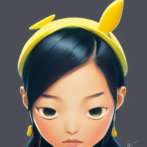 Image similar to face icon stylized minimalist an asian girl in a pikatchu costume, loftis, cory behance hd by jesper ejsing, by rhads, makoto shinkai and lois van baarle, ilya kuvshinov, rossdraws global illumination