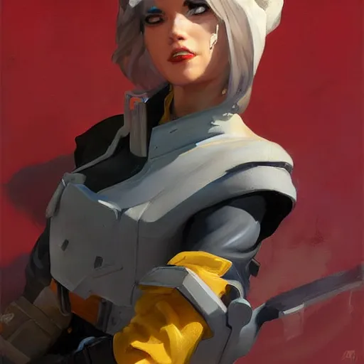 Image similar to greg manchess portrait painting of alice zuberg as overwatch character, medium shot, asymmetrical, profile picture, organic painting, sunny day, matte painting, bold shapes, hard edges, street art, trending on artstation, by huang guangjian and gil elvgren and sachin teng