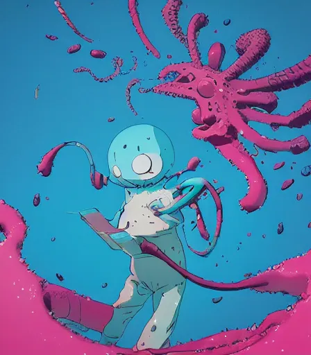 Image similar to Love Craftian Studio Ghibli by Alex Pardee and Nekro and Petros Afshar, and James McDermott,unstirred paint, vivid color, cgsociety 4K