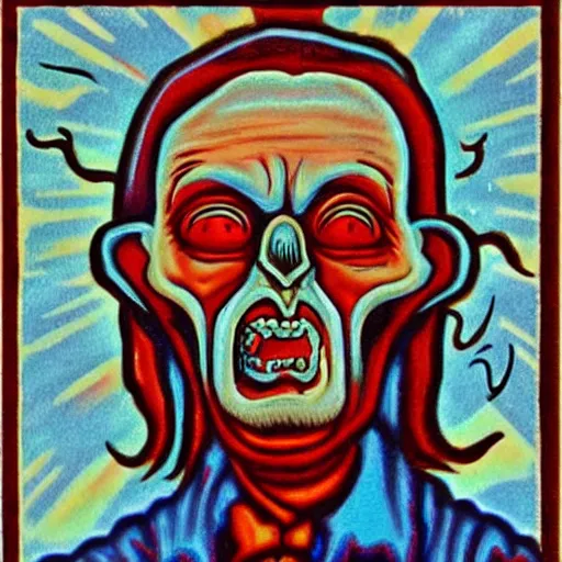 Prompt: george floyd went to hell, floyd scary art, hell style art, icon in color