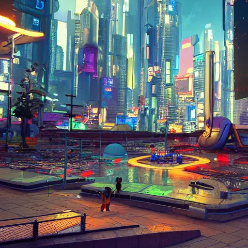 Image similar to cyberpunk playground