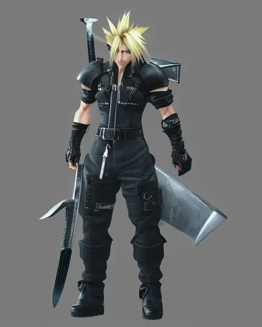 Image similar to final fantasy vii follows the story of mercenary cloud strife, who is hired by the eco - terrorist group avalanche 8 k resolution cryengine unreal engine vray trending on artstation award winning anime character design