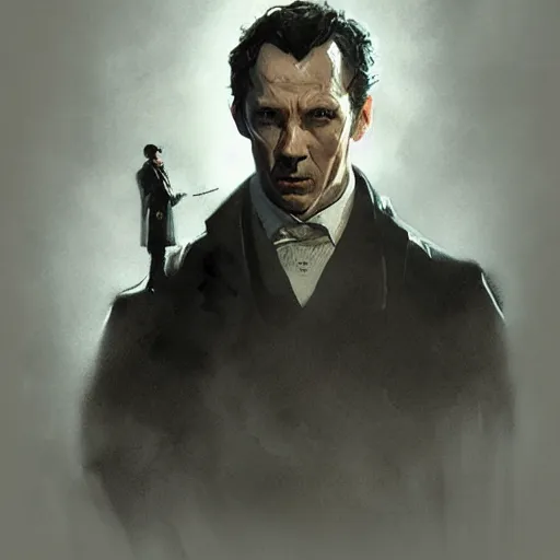 Image similar to portrait of Sherlock Holmes, dramatic lighting, illustration by Greg rutkowski, yoji shinkawa, 4k, digital art, concept art, trending on artstation