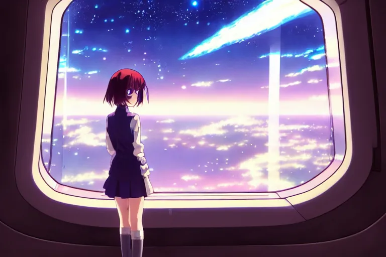 Sheer Window Curtain Futuristic anime girl 