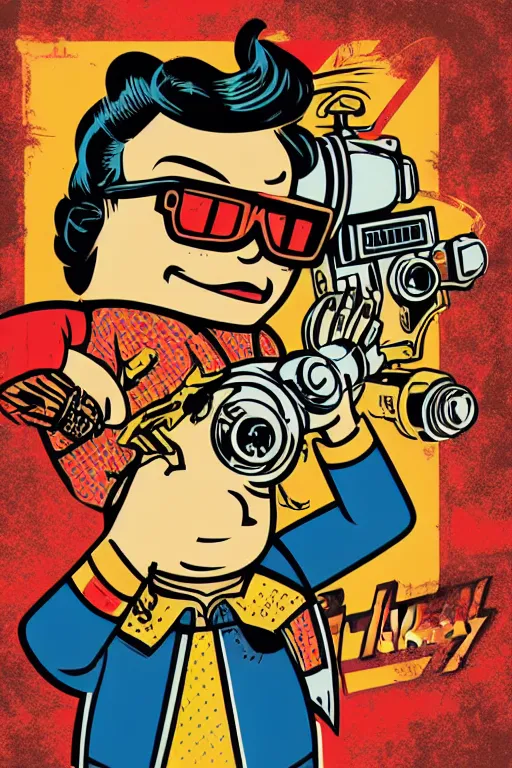 Image similar to fallout 7 6 retro futurist illustration art by butcher billy, sticker, colorful, illustration, highly detailed, simple, smooth and clean vector curves, no jagged lines, vector art, smooth andy warhol style