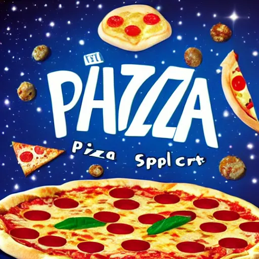 Image similar to pizza in space