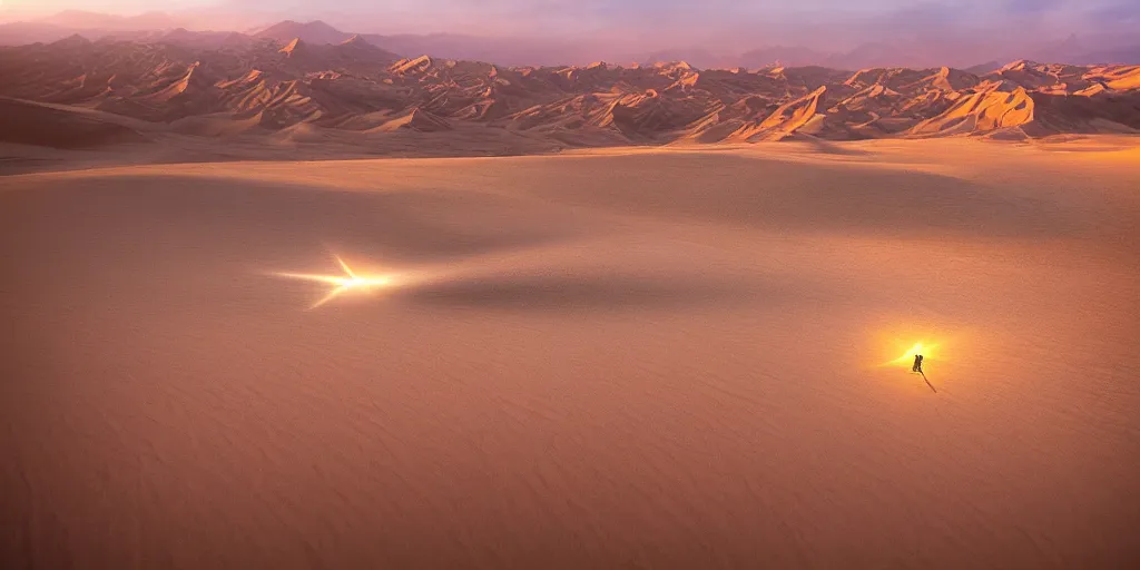 Image similar to an epic laser fight in desert, photo by Marc Adamus,