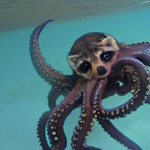 Image similar to photo of an octopus that looks like a raccoon