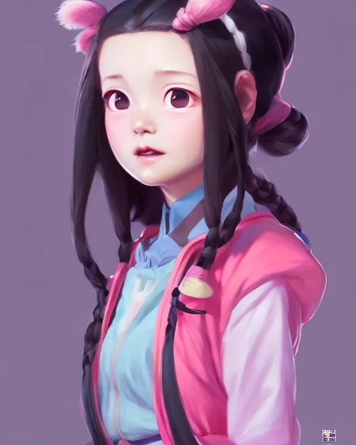 Image similar to character concept art of a nezuko as cute young female | | cute - fine - face, pretty face, key visual, realistic shaded perfect face, fine details by stanley artgerm lau, wlop, rossdraws, james jean, andrei riabovitchev, marc simonetti, and sakimichan, trending on artstation