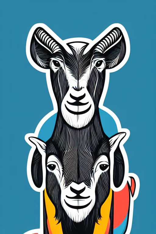 Image similar to A portrait of a goat that is a fitness trainer, sticker, colorful, illustration, highly detailed, smooth and clean vector curves, no jagged lines, vector art, smooth