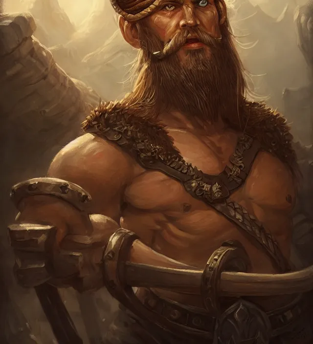 Prompt: muscular viking on ship deck, dnd character art portrait, matte fantasy painting, deviantart artstation, by jason felix by steve argyle by tyler jacobson by peter mohrbacher, cinema