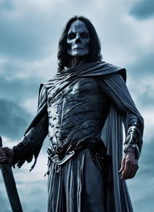 Prompt: movie still of skeletor as aragorn in lord of the rings, 8 k, hd