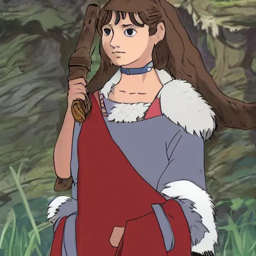 Image similar to jenna coleman as princess mononoke, studio ghibli art