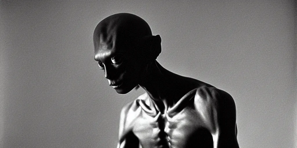 Image similar to portrait of an alien highly detailed sharp zeiss lens 1. 8 3 5 mm film high contrast robert mapplethorpe david armstrong