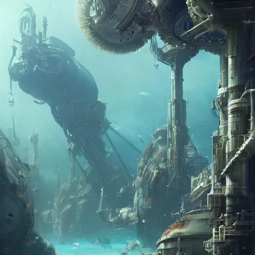 Prompt: incredible and fantastic hyperrealistic world in the bottom of the sea with sea creatures never seen before and beautiful futuristic structure with many details, Greg rutkowski, Trending artstation, cinematographic