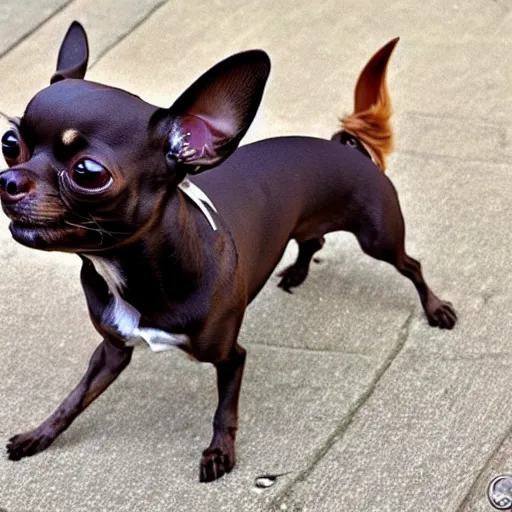 Prompt: a dark brown chihuahua, epic, realistic, hyper detailed