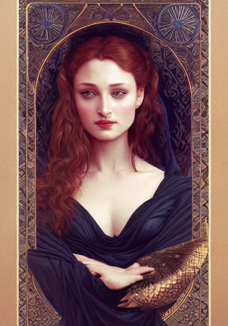 Image similar to sansa angeline jolie, intricate, elegant, highly detailed, digital painting, artstation, concept art, smooth, sharp focus, illustration, art by artgerm and greg rutkowski and alphonse mucha and william - adolphe bouguereau