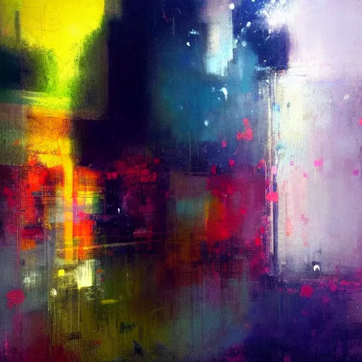 Prompt: abstract painting of a brightly coloured by jeremy mann