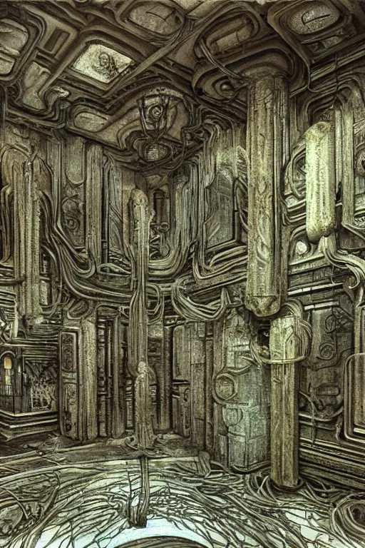 Image similar to Interior design, Eldritch location by H.R. Giger