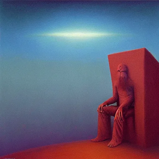 Image similar to elon musk as a zdzisław beksinski painting