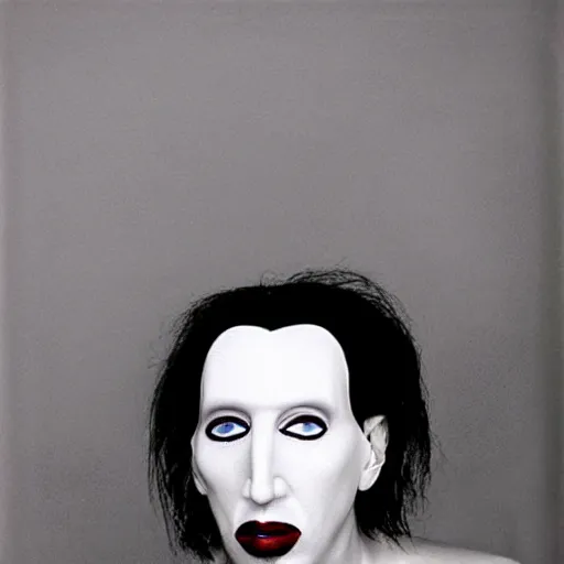 Prompt: a portrait of marilyn manson by man ray
