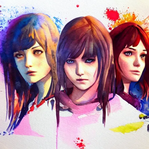 Prompt: the video game life is strange, watercolour