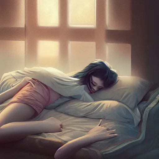 Image similar to sleep, digital art, artstation, cgsociety, masterpiece