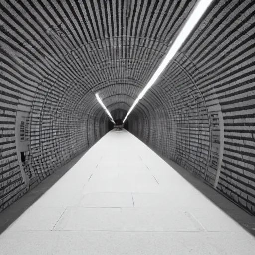 Prompt: a minimalist subway tunnel, james turrel,