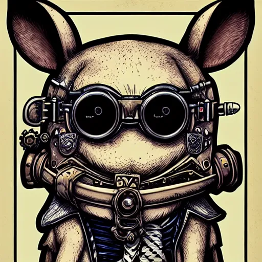 Image similar to a rat with steampunk googles, by dan Mumford