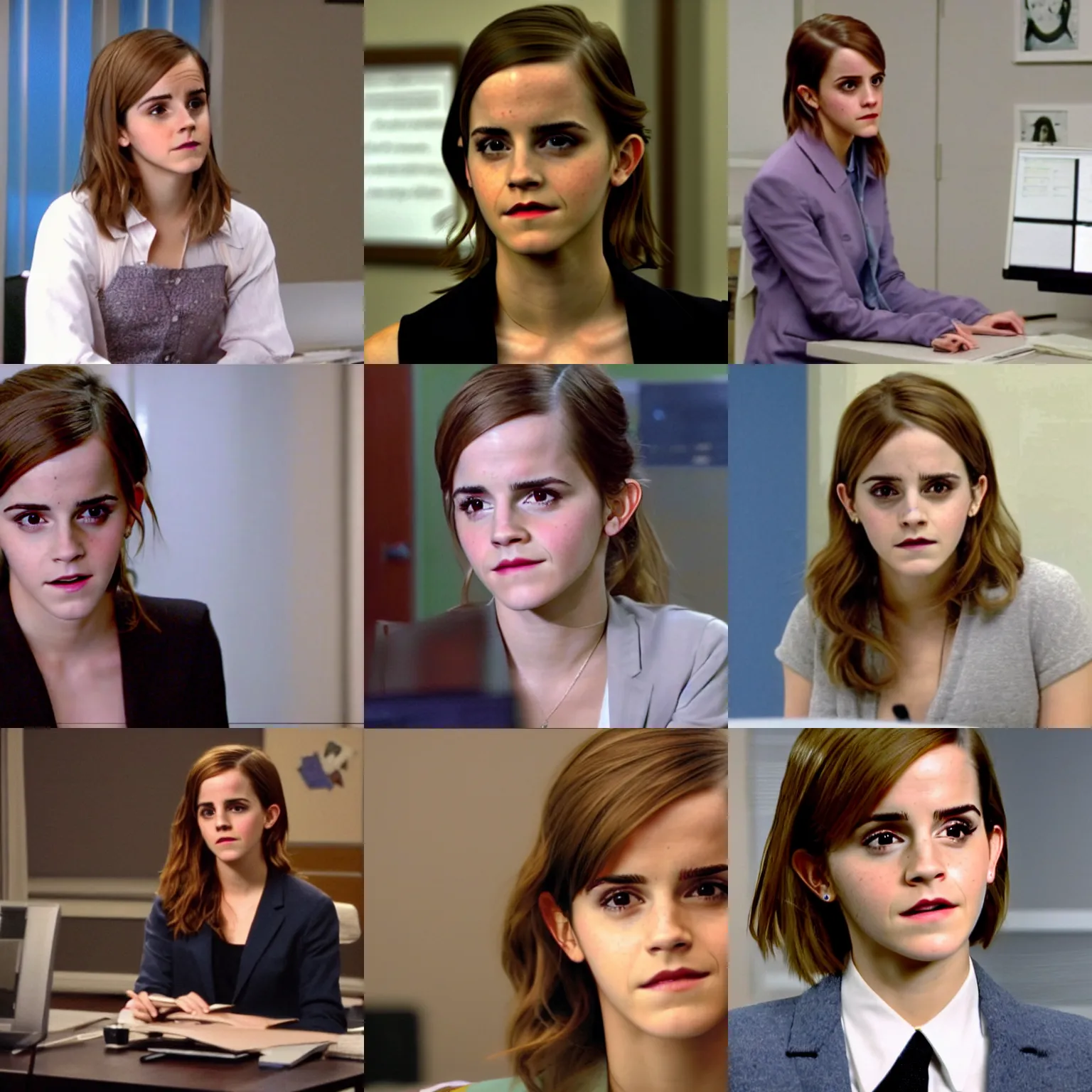 Prompt: emma watson screenshot from the office