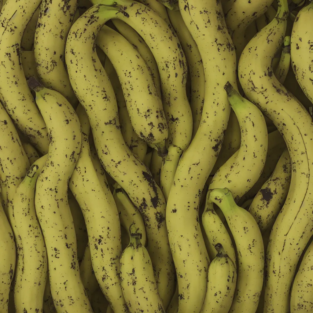 Image similar to bananas that grow like fractal coral and smoke, cracked, fine foliage, inside art nouveau with petal shape, big banana peals, and stems, mesh roots. closeup, hyper real, food photography, high quality