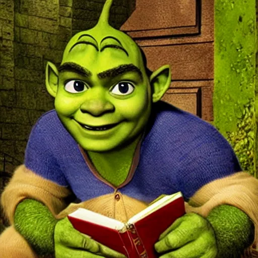 Prompt: tobey maguire as shrek, dreamworks, photography, movie,